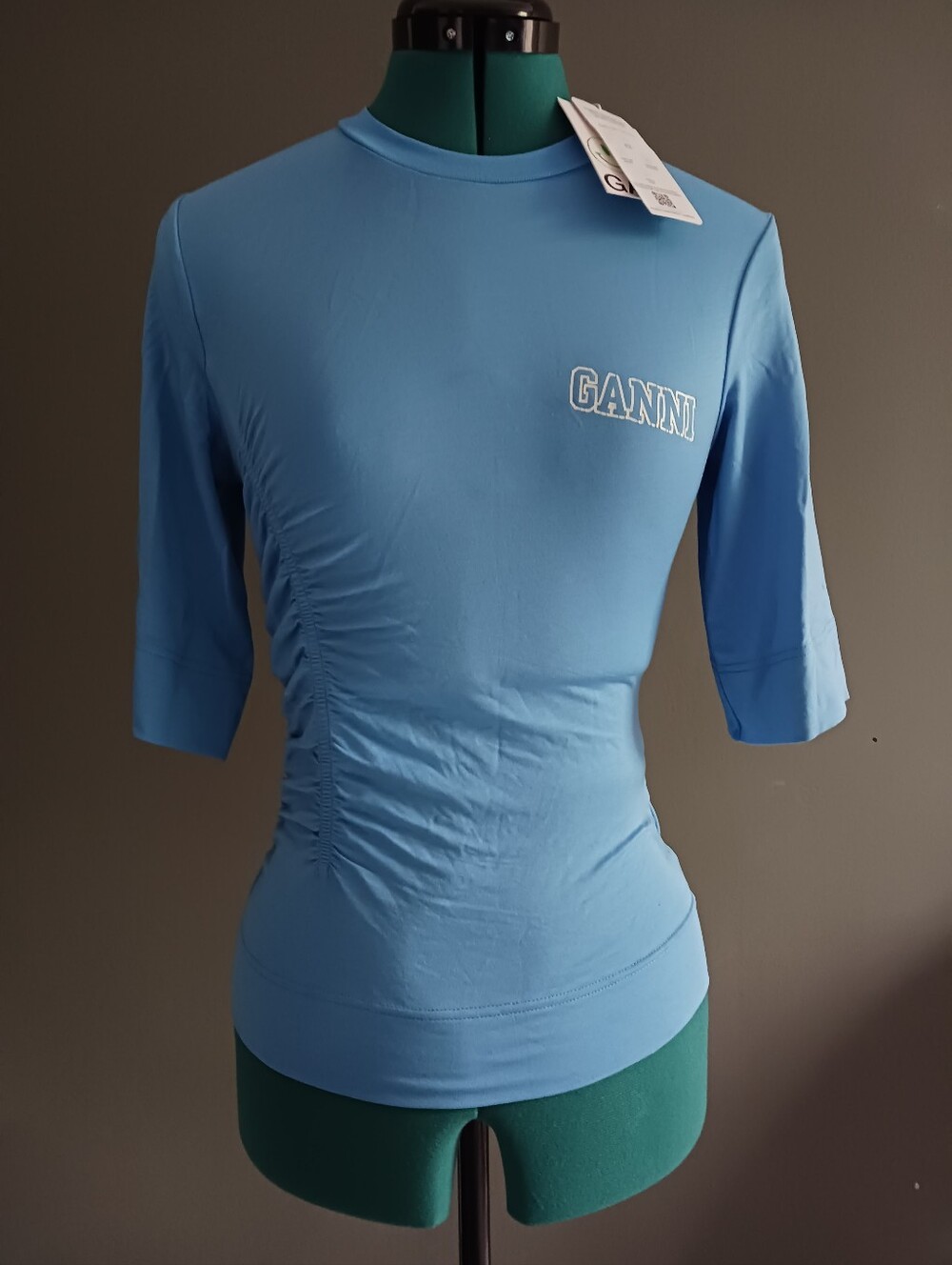 NWT GANNI blue T Shirt Size XS, Azure Blue